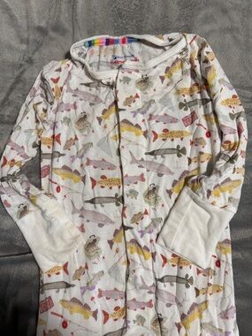 Magnetic Me White Footless Sleeper with Multicolor Fish Motif